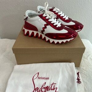 Christian Louboutin Red and White Sneakers
